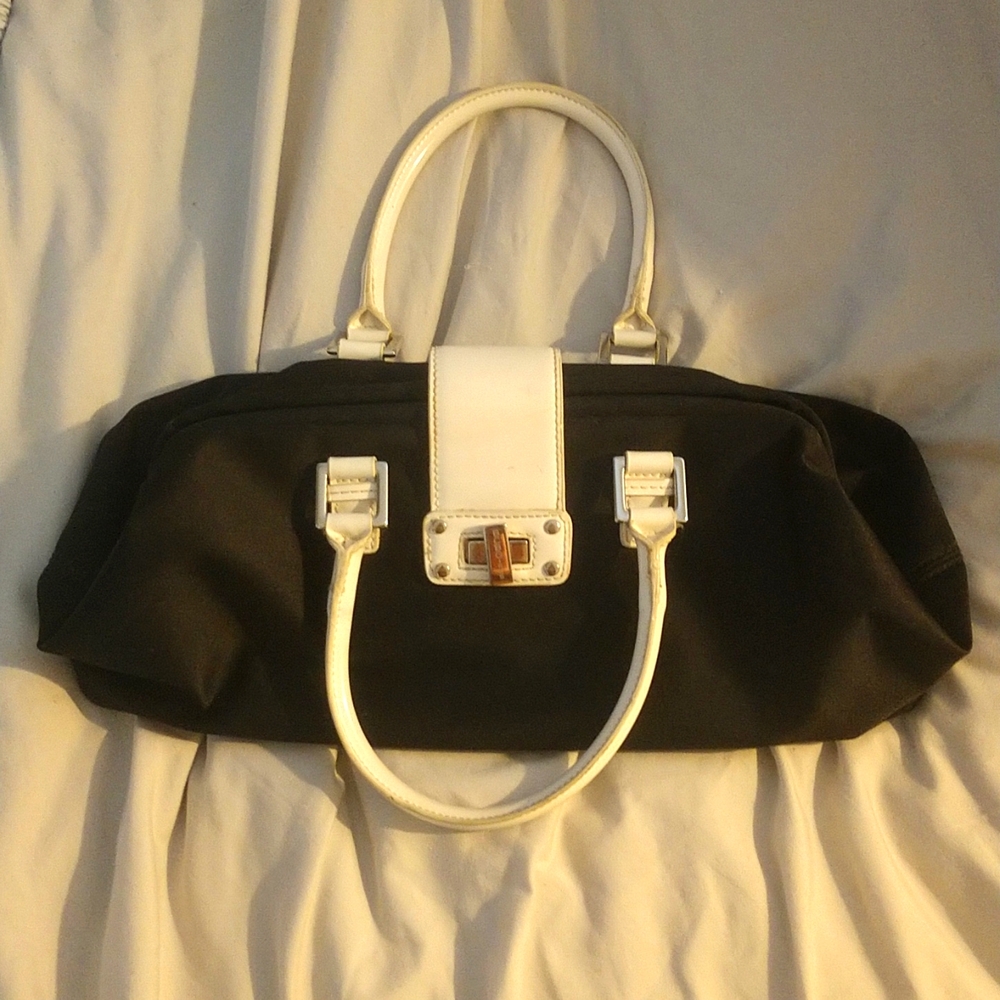 BCBG black satin purse